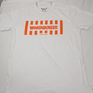 Whataburger White Men's Tee Shirt With Orange Logo On Front Size Large